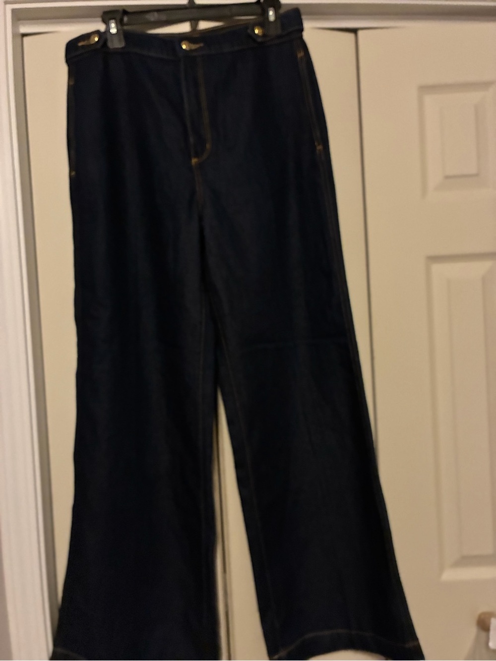 LOFT Dark Blue Wide-Leg Jeans with Gold Buttons THESE ARE AWESOME!